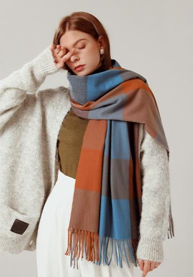 Bufanda Chal de Cashmere con Borlas - Abrigo Escocés Largo para Invierno - Image 20