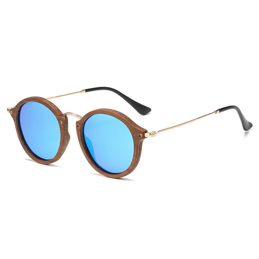 Gafas de Sol Redondas en Madera de Nogal - Estilo Casual Versátil - Image 7