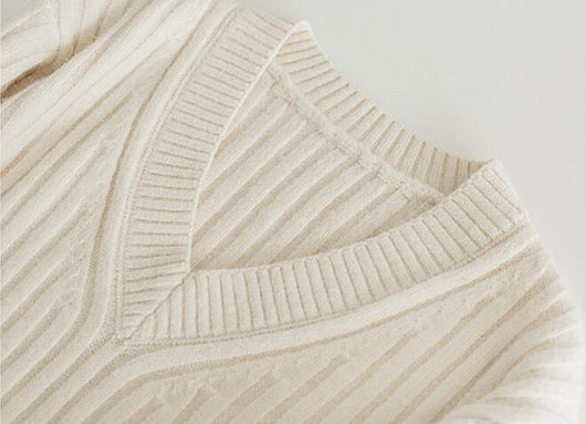 Suéter Suelto Acolchado Cuello V para Mujer - Image 12