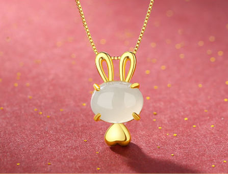 Collar Colgante Conejo de Jade Hetian Natural en Plata S925 - Image 12