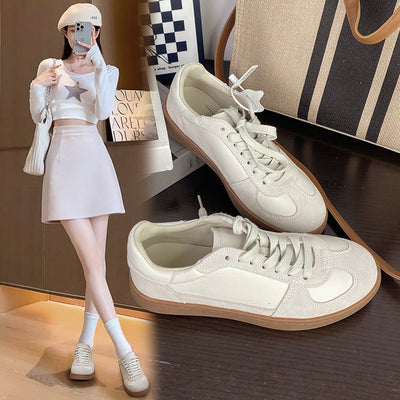 Zapatillas Blancas de Cuero Retro Transpirables Estilo Preppy Casual - Image 2