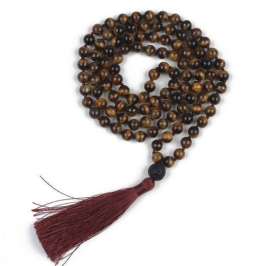Collar Largo de Ojo de Tigre con Borla - Estilo Minimalista - Image 9