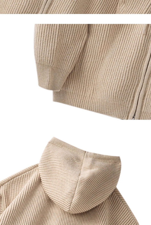 Suéter Chaqueta Tejido Otoño-Invierno para Hombre con Doble Cierre y Capucha - Image 25