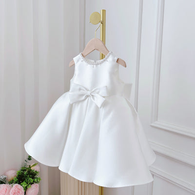 Conjunto de Dos Piezas Estilo Coreano para Niña - Vestido Blanco Clásico - Image 7