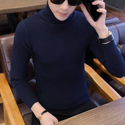 Suéter Cuello Alto Slim Fit en Colores Sólidos para Hombre - Image 11