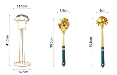 Juego de Utensilios de Cocina en Acero Inoxidable con Asas de Cerámica - Image 3