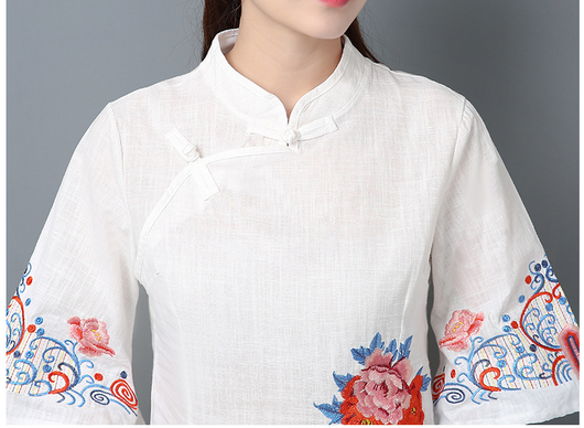 Camisa Elegante con Cuello Alto y Bordados Elaborados - Image 17