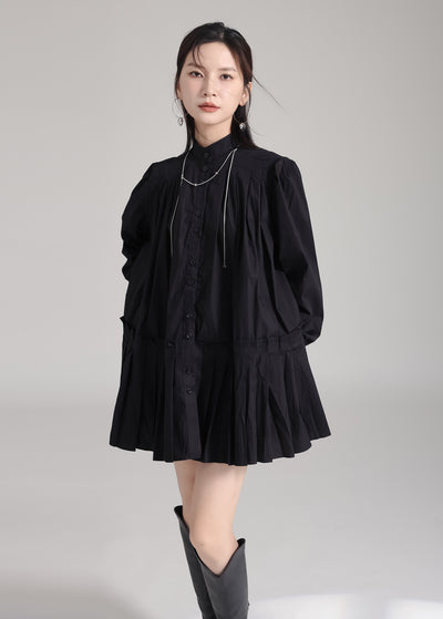 Vestido Camisero Plisado Manga Larga Diseño Exclusivo - Image 23