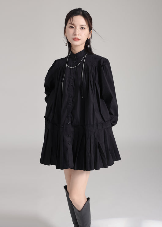 Vestido Camisero Plisado Manga Larga Diseño Exclusivo - Image 23