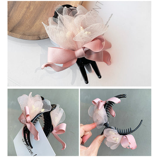 Pinza de Pelo Coreana con Tela Floral - Tamaño Mediano - Image 7
