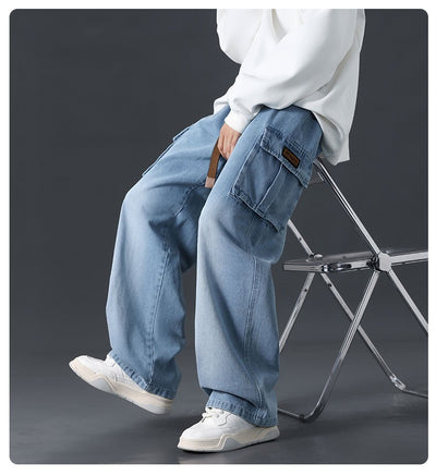 Pantalones Jeans Rectos Anchos con Degradado y Lavado Artesanal para Hombre - Image 21