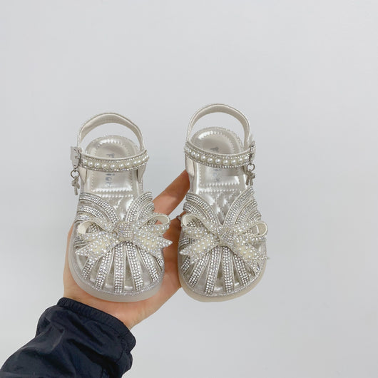 Sandalias Princesa con Moño y Strass Brillante