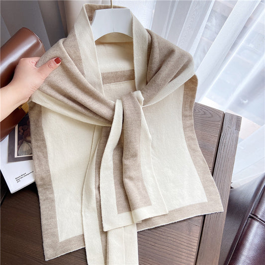 Pashmina de Hombros Anudados con Detalles en Contraste - Image 2