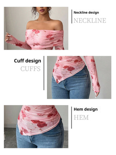 Blusa Asimétrica Ajustada con Volantes y Estampado Versátil - Image 11