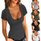 Blusa Ajustada Cuello Redondo Manga Corta Color Sólido
