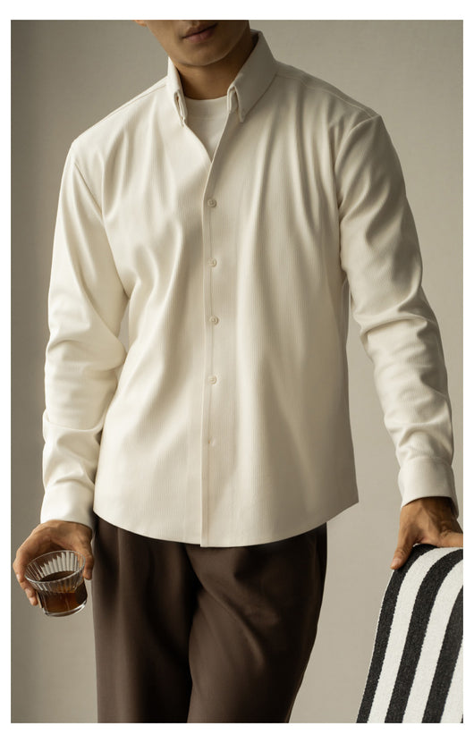Camisa Casual de Cuello Vuelto Manga Larga para Hombre - Diseño Cálido y Versátil - Image 15