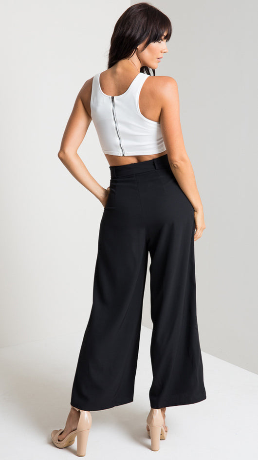 Pantalón Cropped Cintura Alta con Tirantes y Pierna Ancha - Image 23
