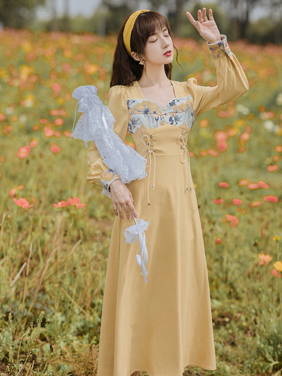 Vestido Elegante Jacquard con Encaje Vintage y Cintura Alta Ajustada - Image 9