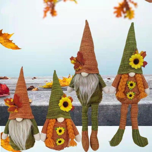 Muñeca Decorativa Girasol Festival de Cosecha - Adorno sin Rostro con Piernas Largas