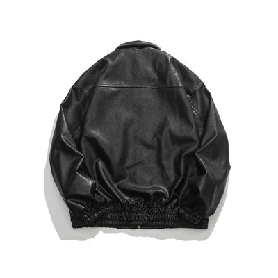 Chaqueta de Cuero Vintage para Motocicleta con Bolsillos - Image 3