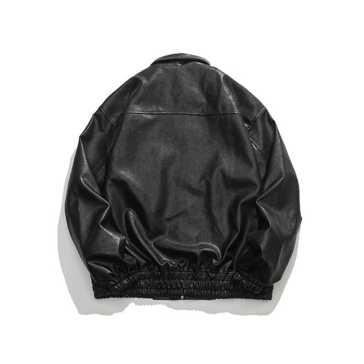 Chaqueta de Cuero Vintage para Motocicleta con Bolsillos - Image 3