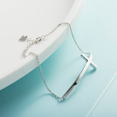 Pulsera de Plata Esterlina con Cruz Brillante para Mujer - Image 8