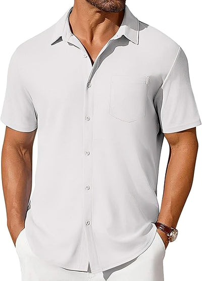 Camisa Casual de Manga Corta Resistente a Arrugas para Hombre - Image 8