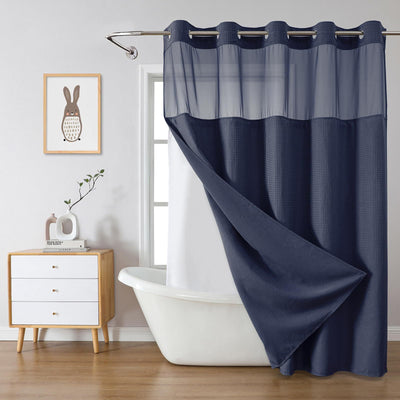 Cortina de Baño Doble Capa con Hebilla Grande - Diseño Liso y Moderno - Image 9