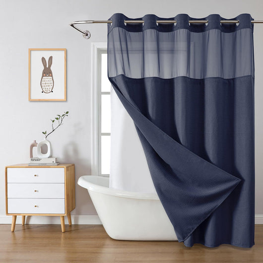 Cortina de Baño Doble Capa con Hebilla Grande - Diseño Liso y Moderno - Image 9