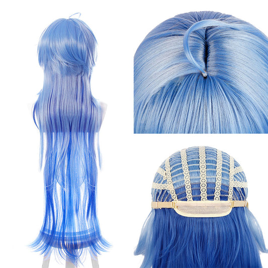 Peluca Degradado Azul Larga Cosplay - Cabello Sintético Resistente al Calor con Gorro Incluido - Image 2