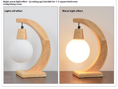 Lámpara de Mesa LED Nórdica en Madera Natural - Image 8