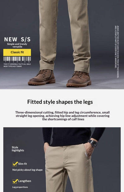 Pantalones Casuales de Algodón Puro con Stretch - Corte Recto Relajado para Hombre - Image 9