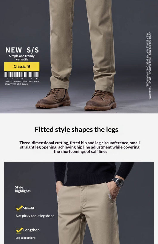 Pantalones Casuales de Algodón Puro con Stretch - Corte Recto Relajado para Hombre - Image 9