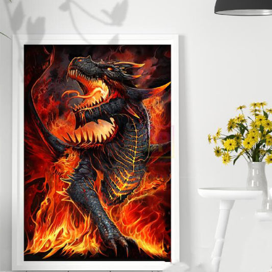 Pintura de Diamantes Dragón de Fuego