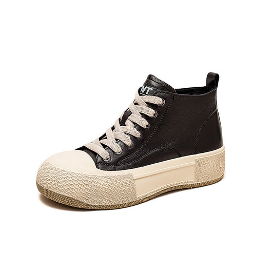 Tenis Altos Casuales de Cuero Premium Estilo Vintage para Mujer - Image 6