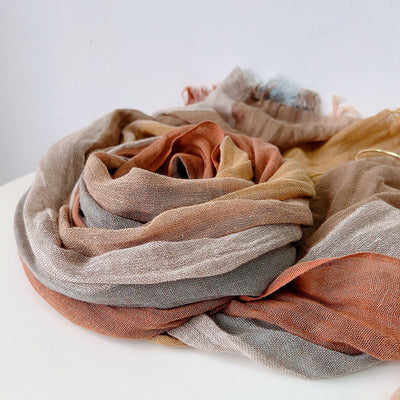 Pañuelo de Algodón y Lino a Cuadros - Chal Suave para el Cuello - Image 6