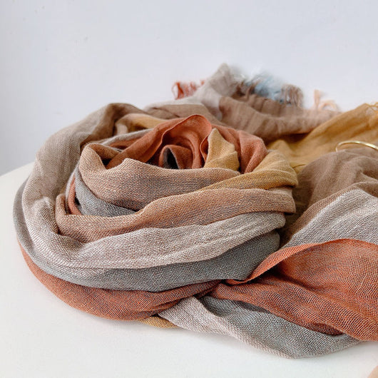 Pañuelo de Algodón y Lino a Cuadros - Chal Suave para el Cuello - Image 6