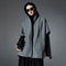 Poncho Capa Gris Reversible de Lana Doble Faz