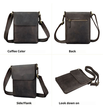 Mochila Crossbody de Cuero Crazy Horse para Hombre - Bolsa iPad Minimalista - Image 11
