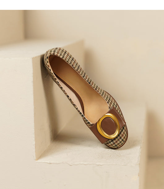 Tacones Altos Marrón con Moño Metálico para Mujer - Image 5