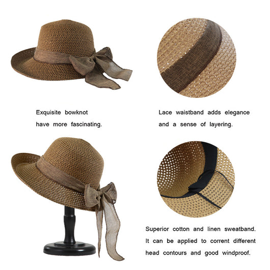Sombrero de Playa Plegable con Moño para Mujer - Image 14