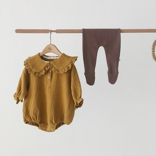 Vestido Princesa Mori con Cuello de Hoja de Loto - Mono Largo Liso para Niña