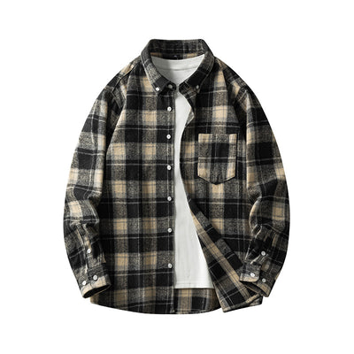 Camisa de Franela a Cuadros para Hombre - Abrigo Casual Grueso Talla Grande Otoño Invierno - Image 6