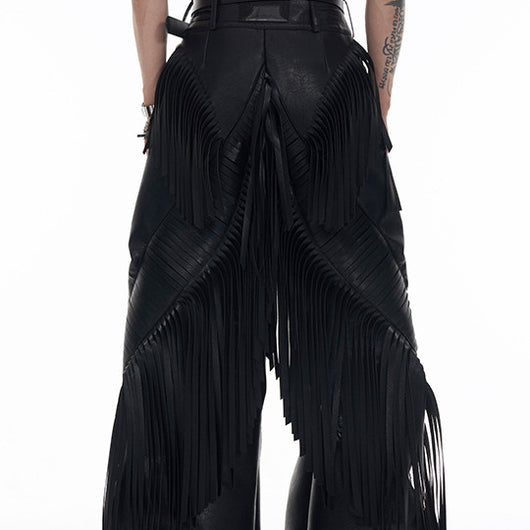Pantalones de Cuero PU con Diseño Exclusivo y Detalles de Borla - Image 2
