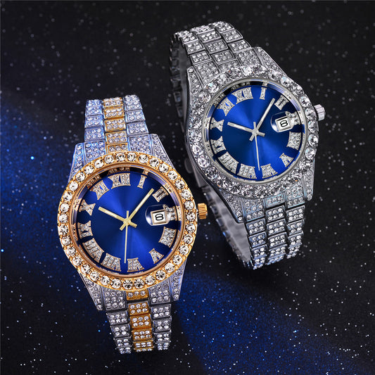 Reloj Acero Inoxidable Hip Hop Empresarial con Calendario Completo