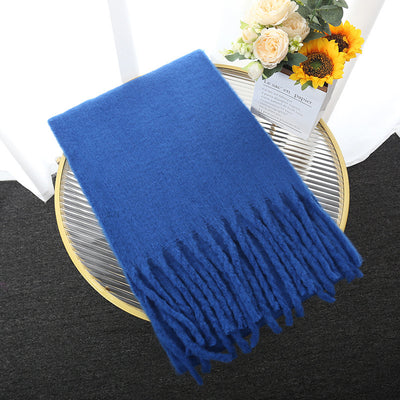 Chal de Trenza Gruesa con Borlas en Colores Sólidos - Image 8