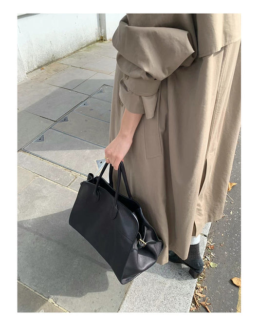 Abrigo Trench Largo Elegante con Cuello de Pie y Corte Slim - Image 25