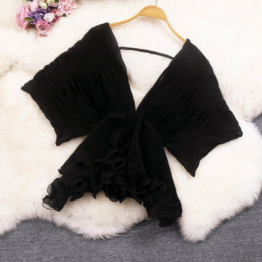 Blusa Elegante de Chifón con Mangas Onduladas y Escote en V - Image 5