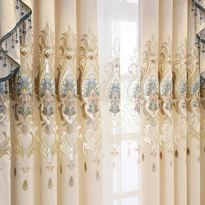 Cortinas Europeas de Lujo con Bordado Hueco de Flores para Sala de Estar - Image 5