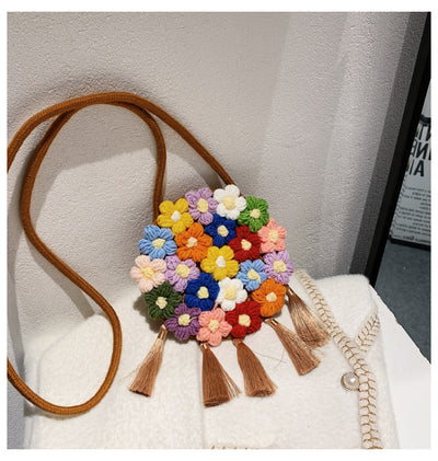 Bolsa Redonda Étnica Esponjosa para Mujer - Diseño Floral 2025 - Image 25
